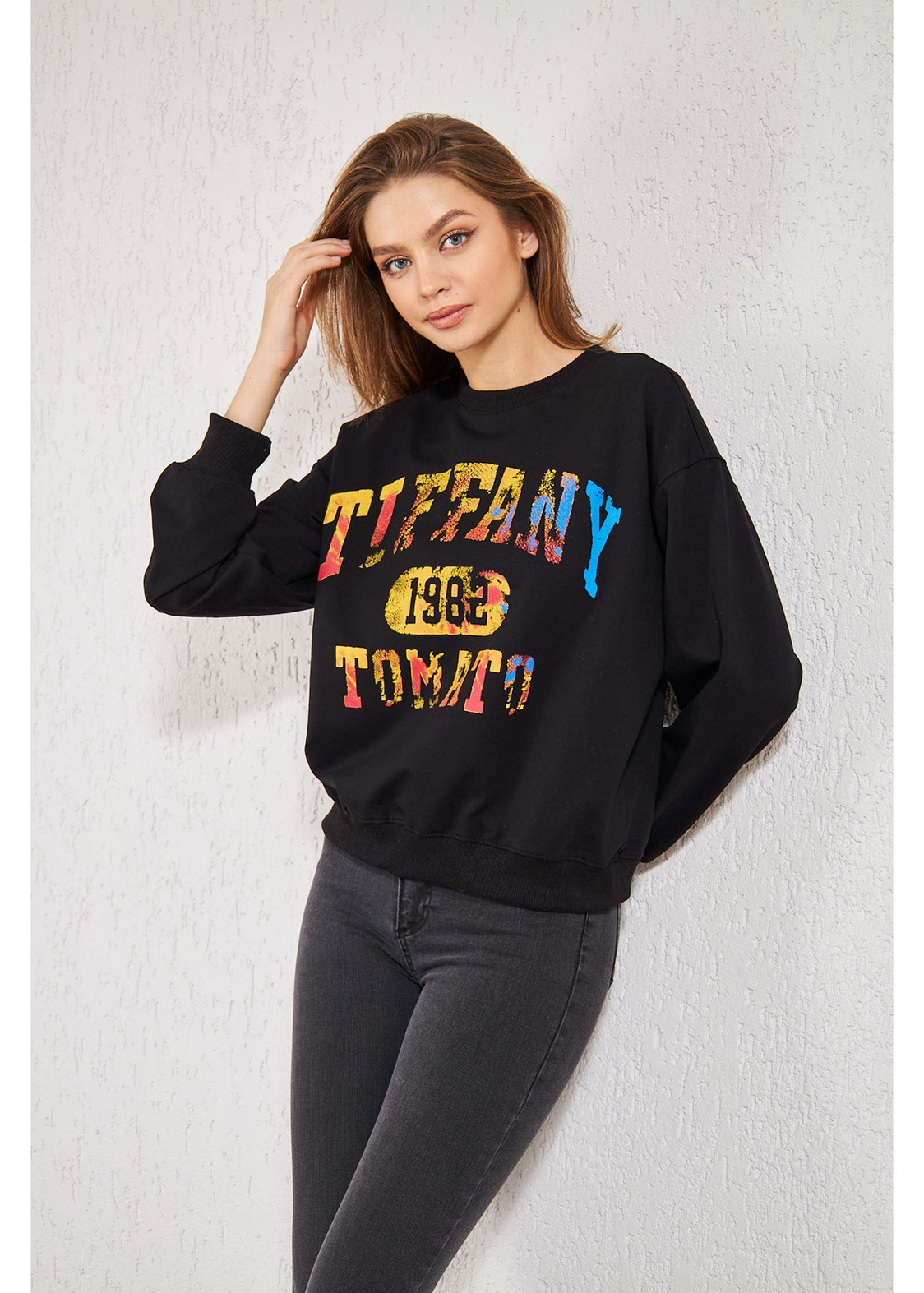 Tiffany Baskılı Sweat-Siyah