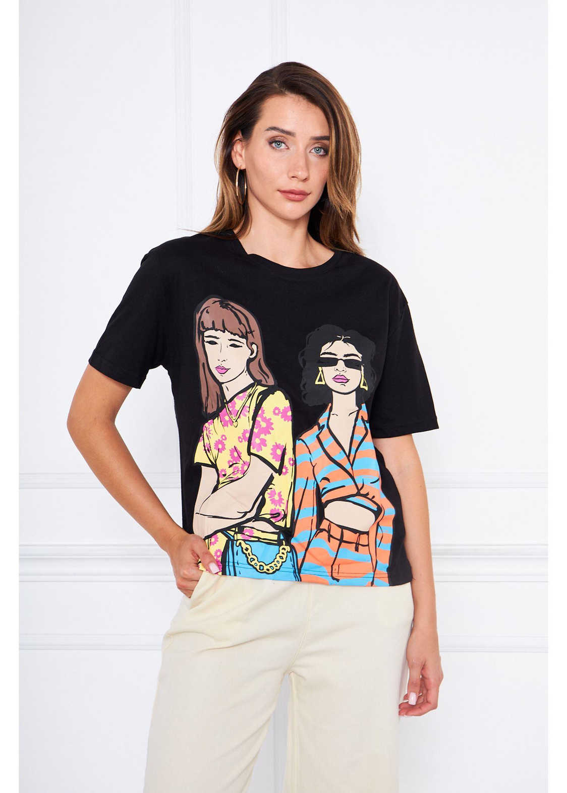 TWO GIRLS Tshirt-Siyah