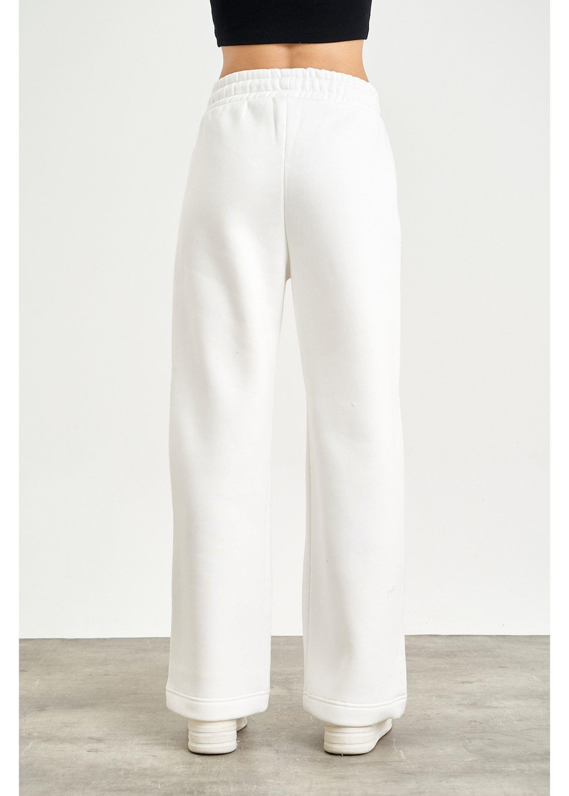 Üç İplik Bol Paça Pantolon-Ekru
