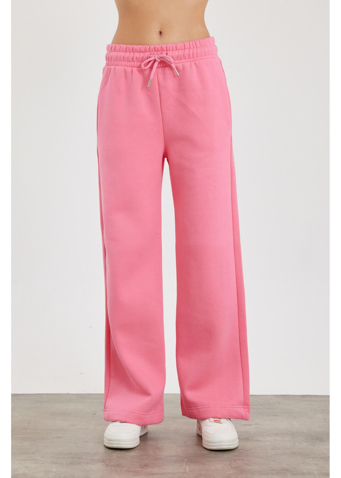 Üç İplik Bol Paça Pantolon-Pembe