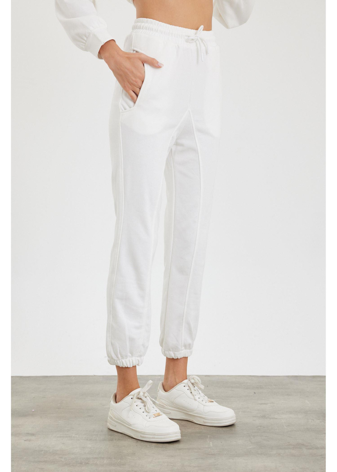 Üç İplik Eşofman Altı-Ekru