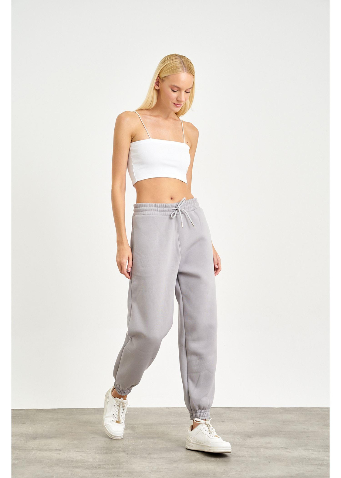 Üç İplik Jogger Pantolon-Gri