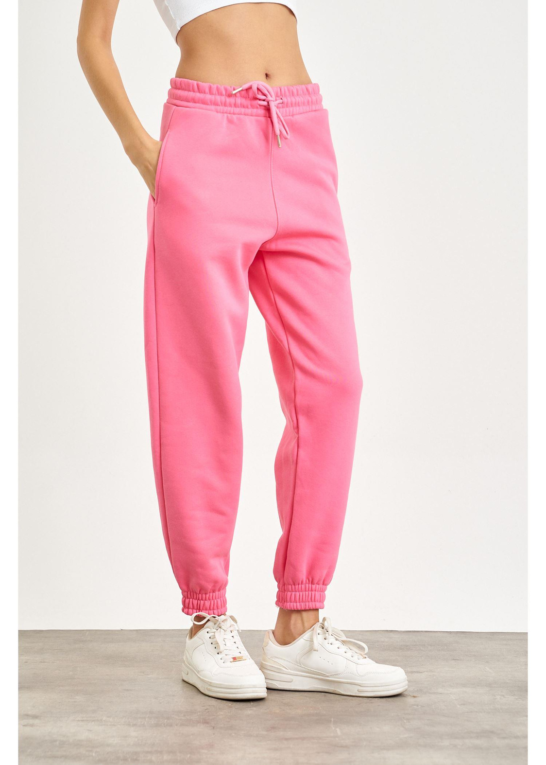 Üç İplik Jogger Pantolon-Pembe