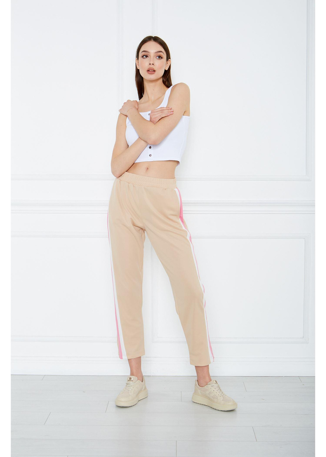 Üç Renk Double Pantolon-Pembe