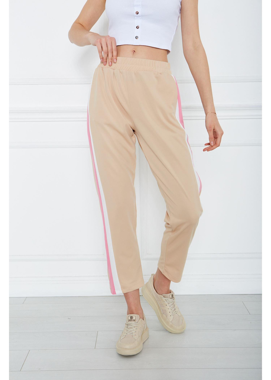 Üç Renk Double Pantolon-Pembe
