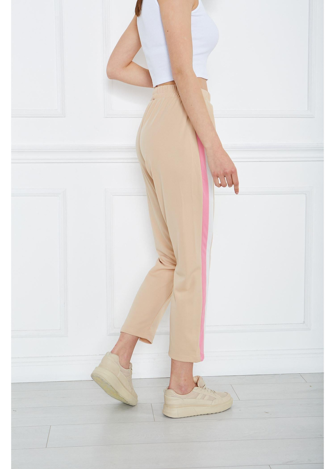 Üç Renk Double Pantolon-Pembe