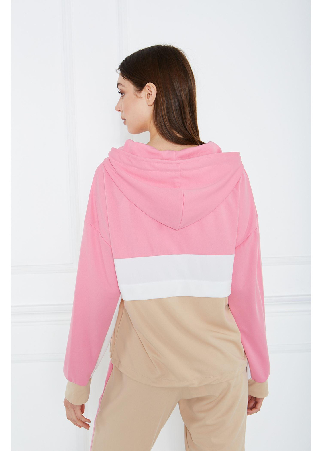 Üç Renk Double Sweatshırt-Pembe