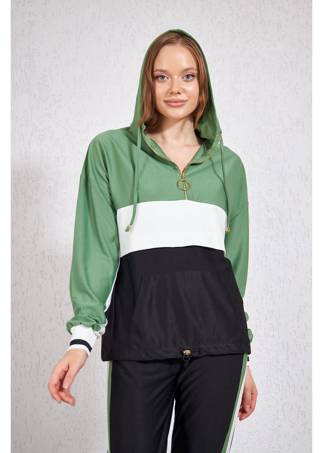 Üç Renkli Garnili Sweat-Mint