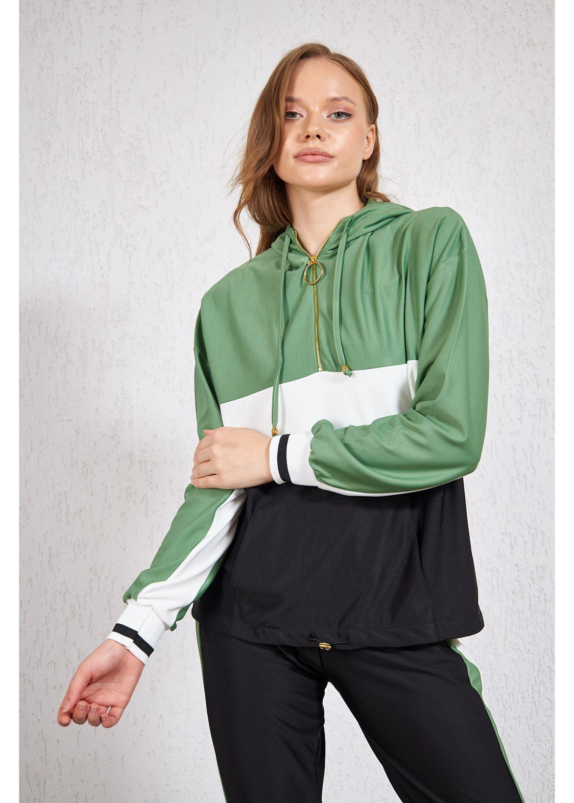 Üç Renkli Garnili Sweat-Mint