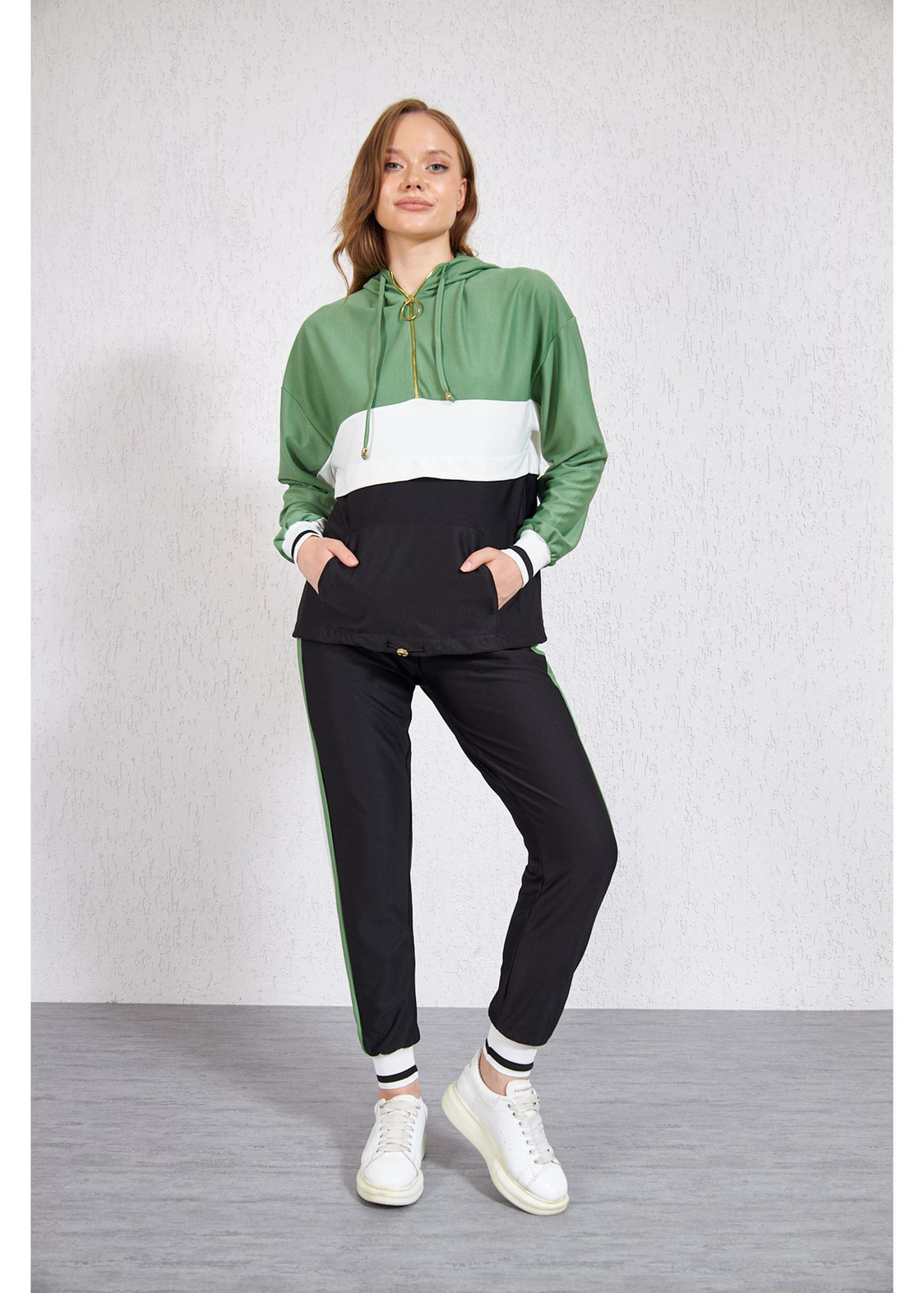 Üç Renkli Garnili Sweat-Mint
