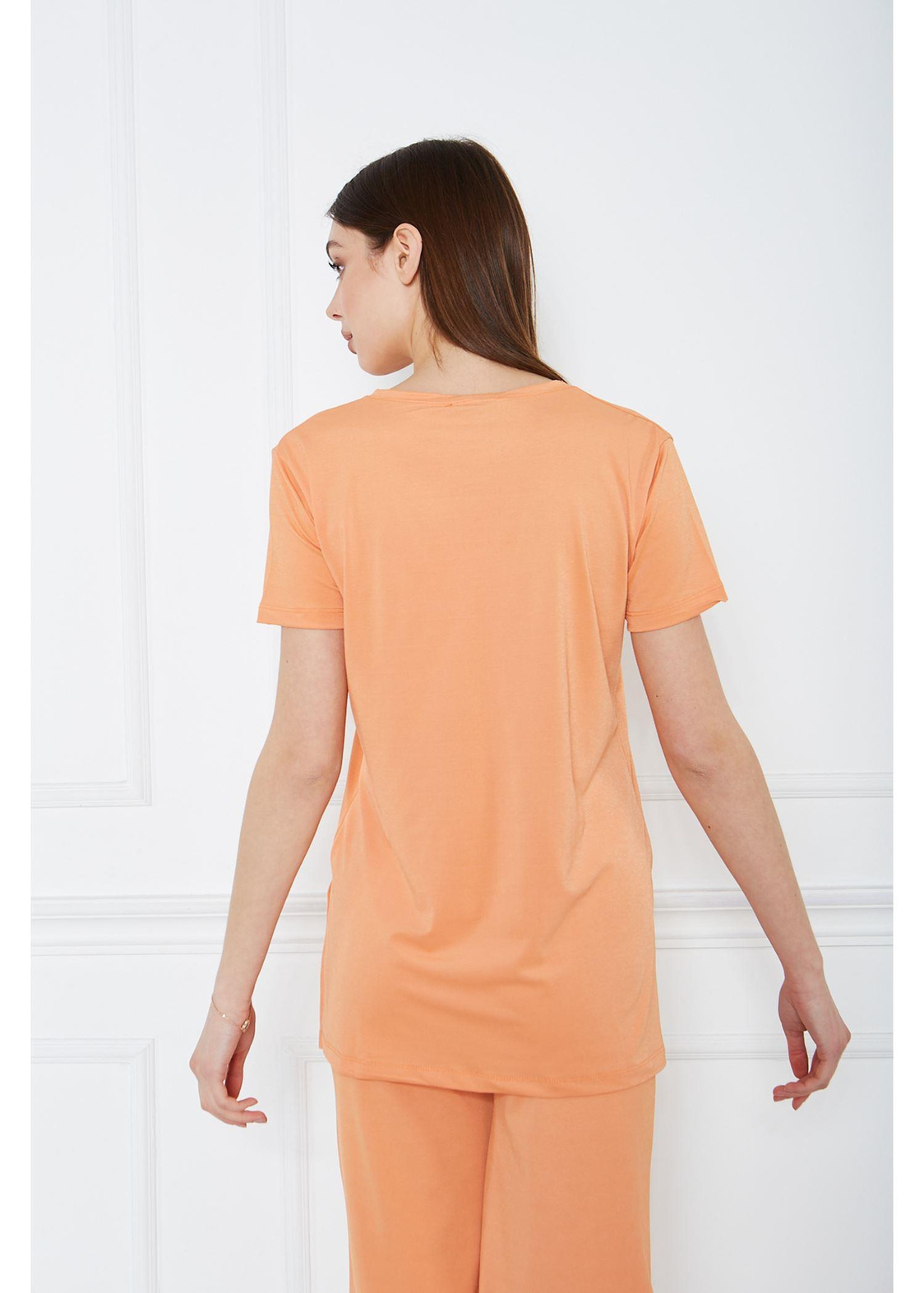 Vyaka Yırtmaçlı T-shirt-Turuncu