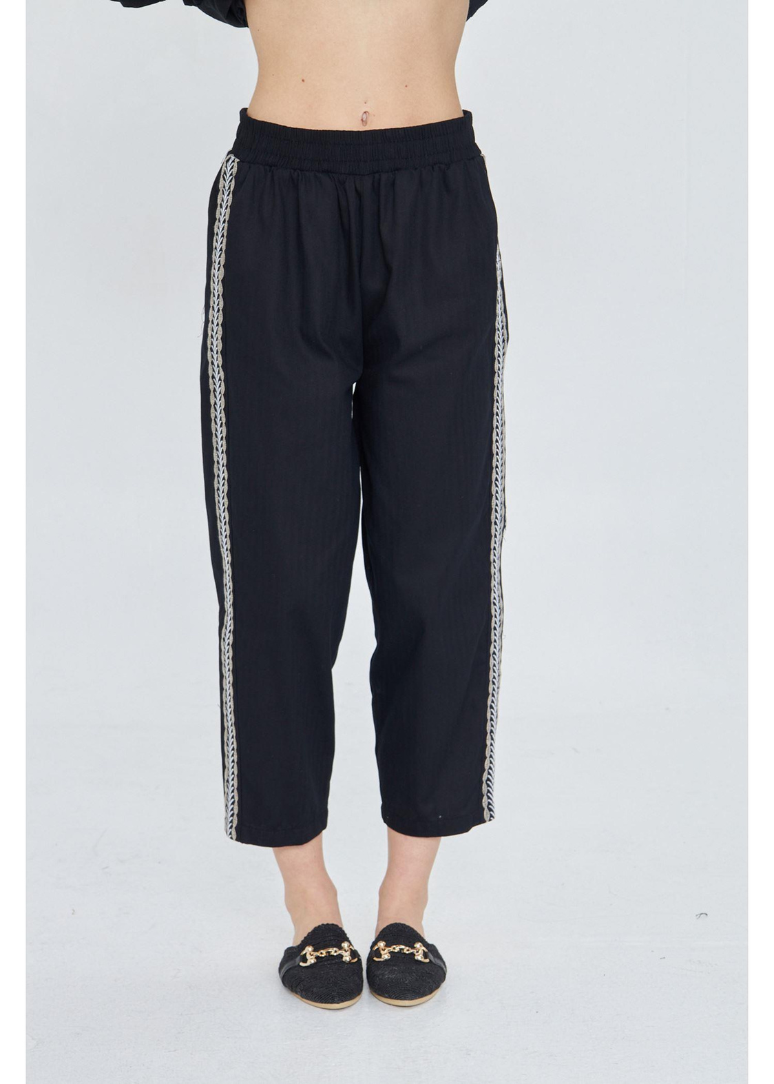 Yanları Nakışlı Gabardin Pantolon
