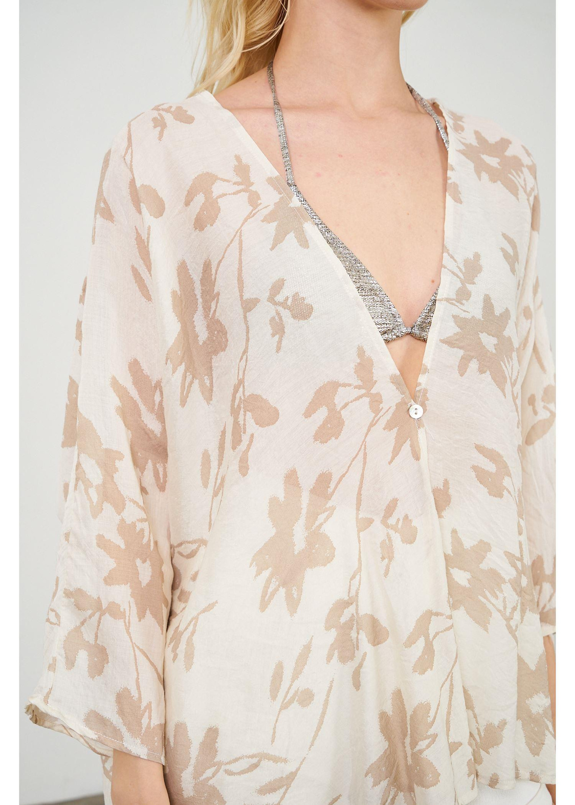 Yaprak Desen Kimono-Vizon