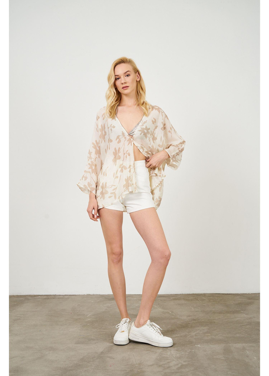 Yaprak Desen Kimono-Vizon