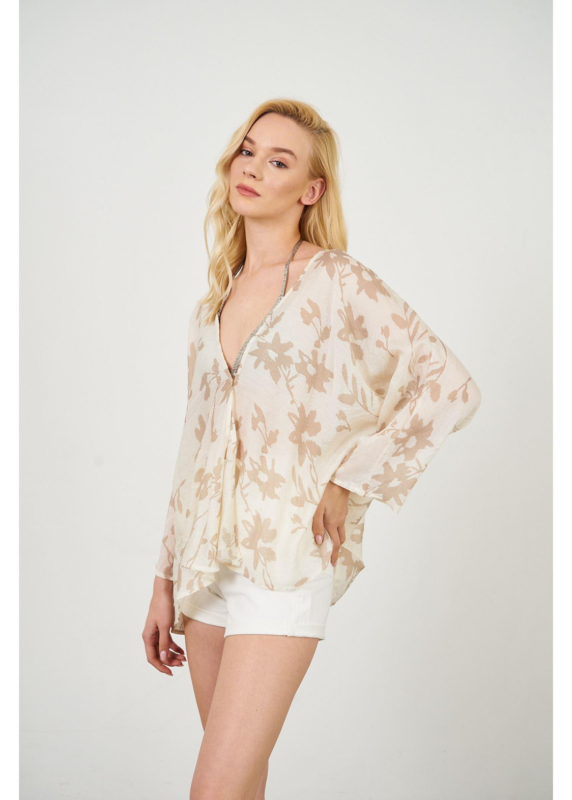Yaprak Desen Kimono-Vizon