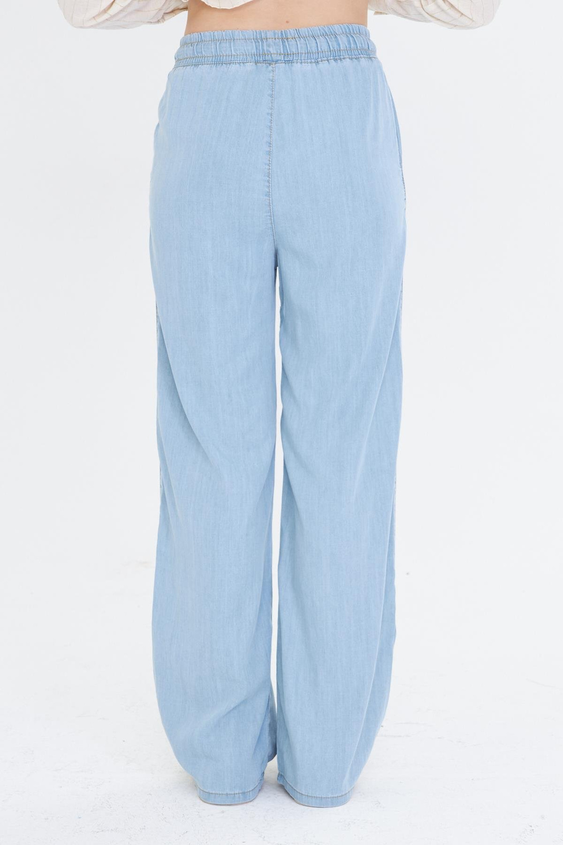 Yüksek Bel Wide-Leg Pantolon - Açık Mavi