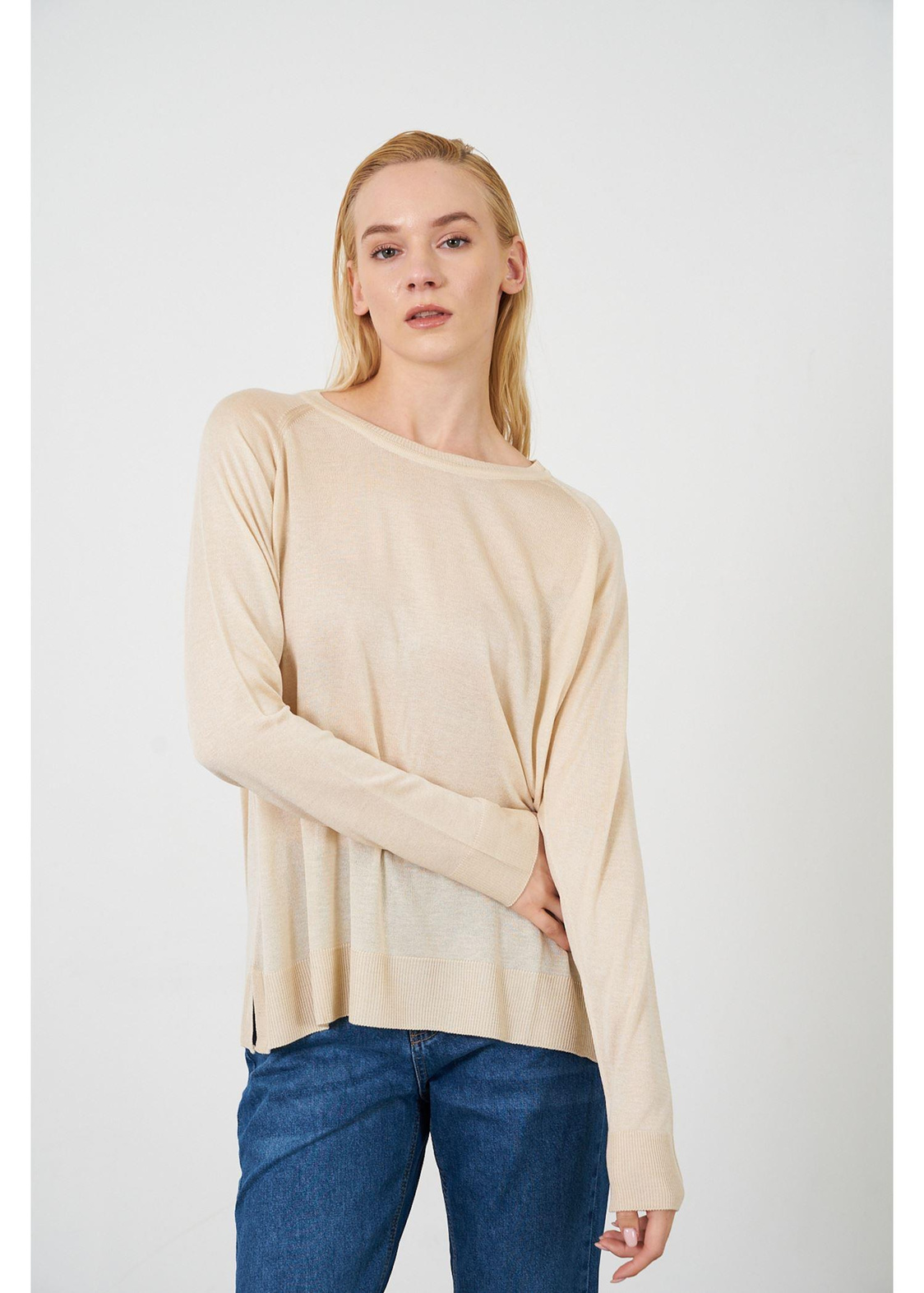 Yumuşak Basic Triko-Bej