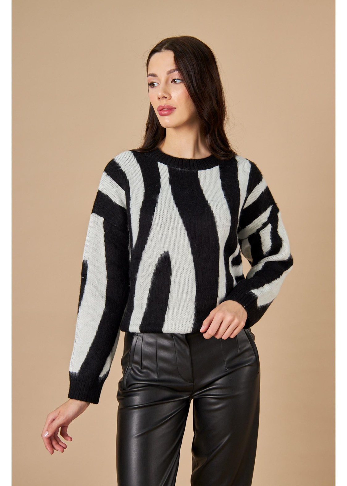 Zebra Desenli Kazak