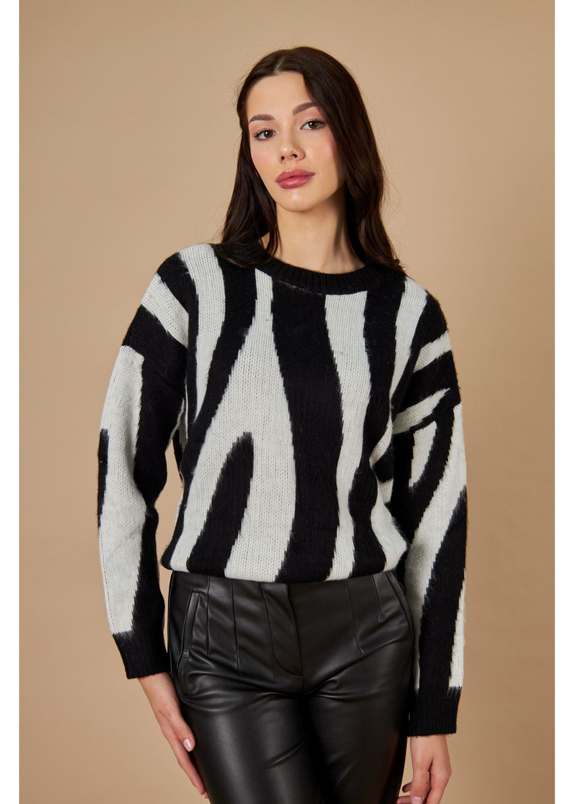 Zebra Desenli Kazak