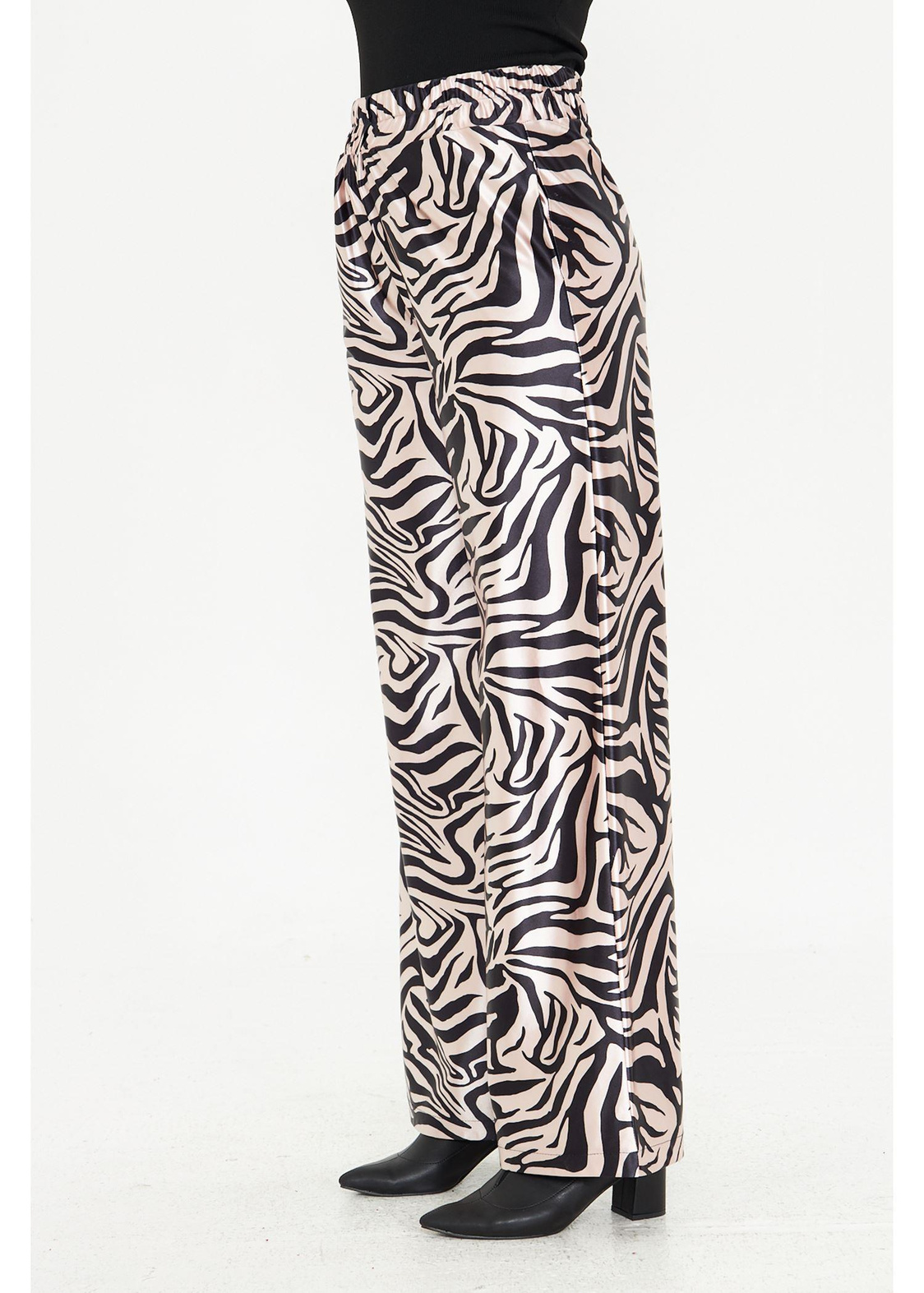 Zebra Desenli Saten Pantolon