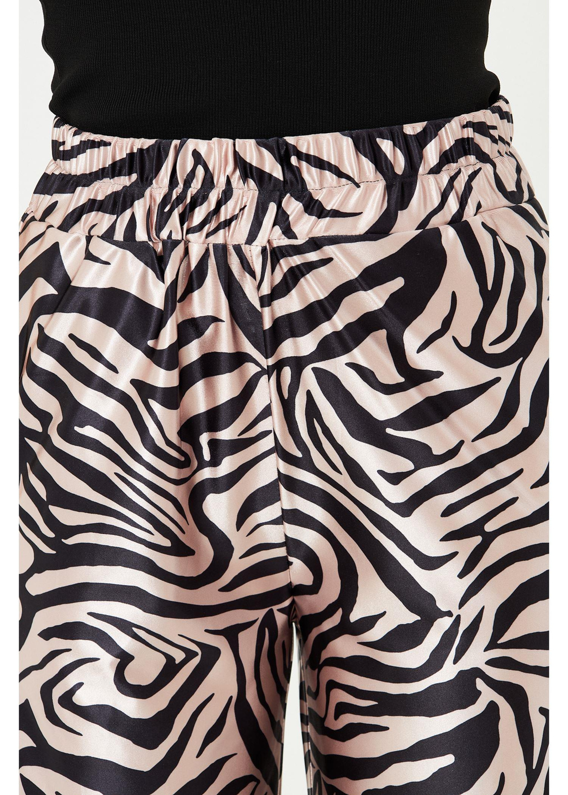 Zebra Desenli Saten Pantolon
