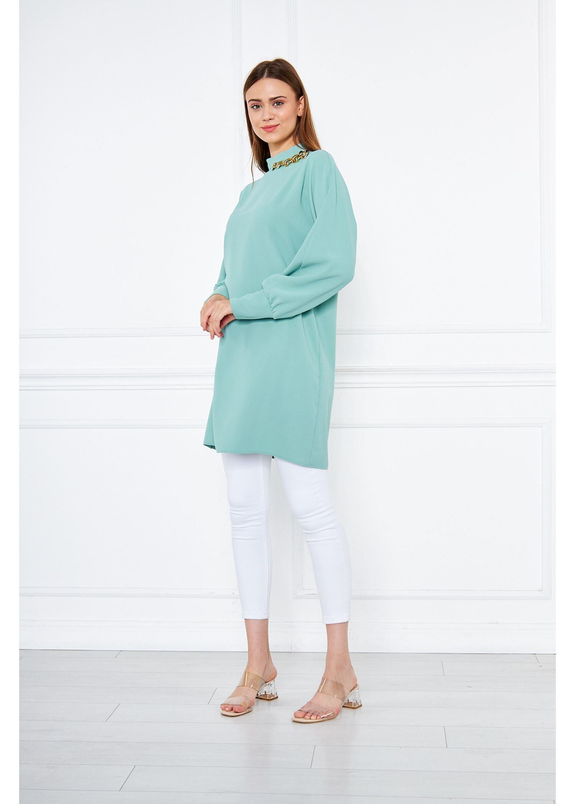 Zincir Detaylı Tunik-Mint