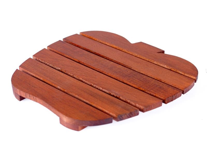 Ahşap Nihale Çaydanlık Altlığı Elma Desenli 20x20 cm | ID4442