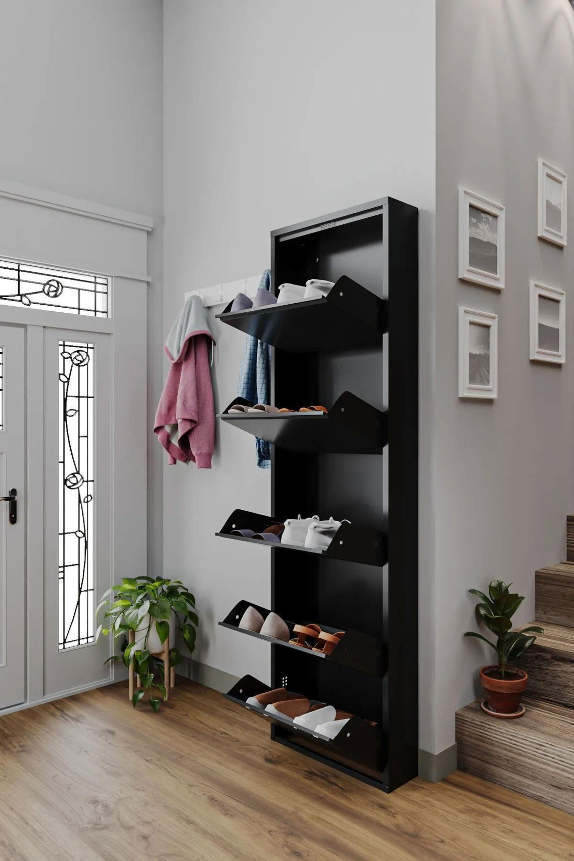 Alezy 5 Çekmeceli Metal Ayakkabılık Dikey