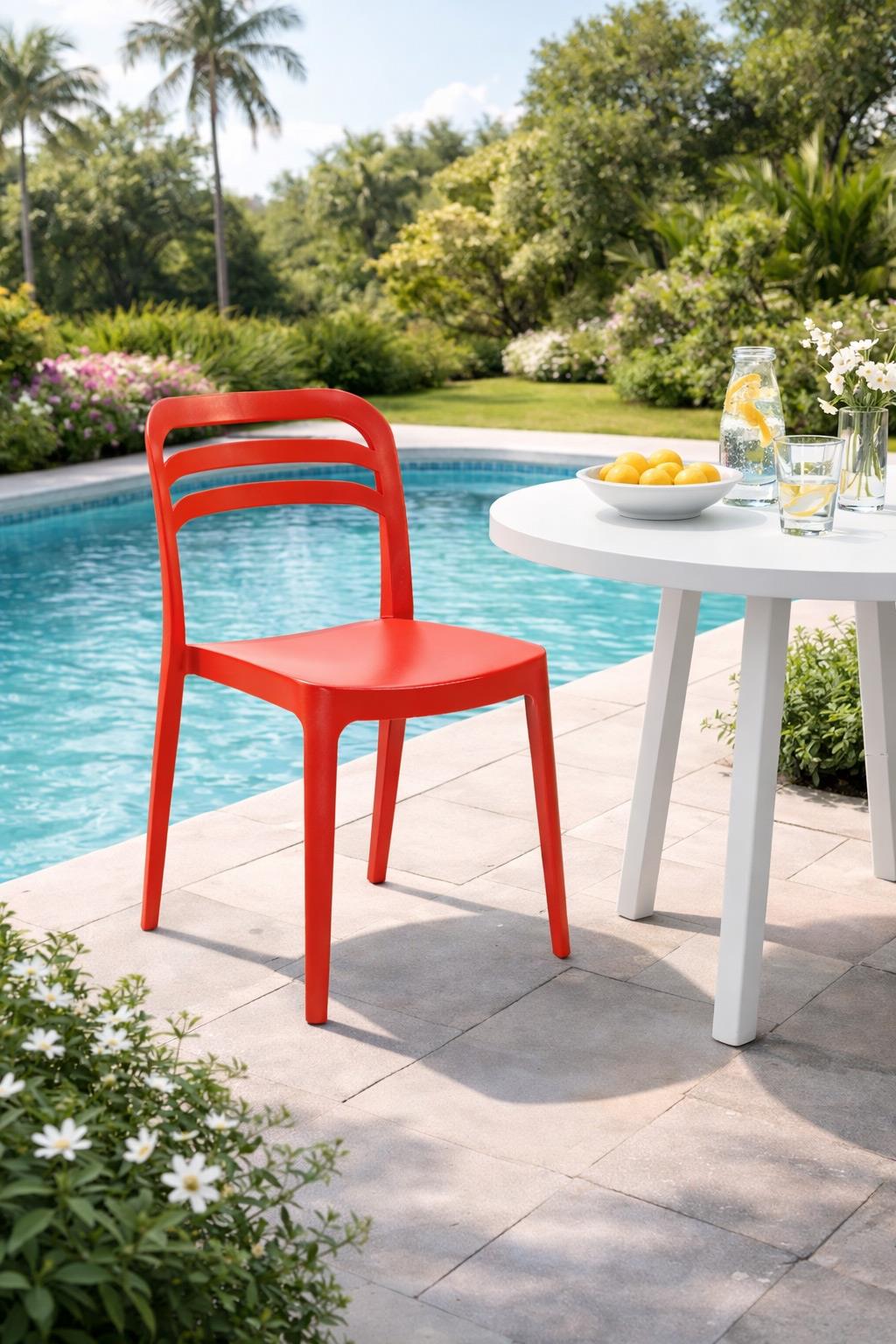 Alezy  Aspen Bahçe Balkon Renkli Sandalye Kırmızı | ID6347