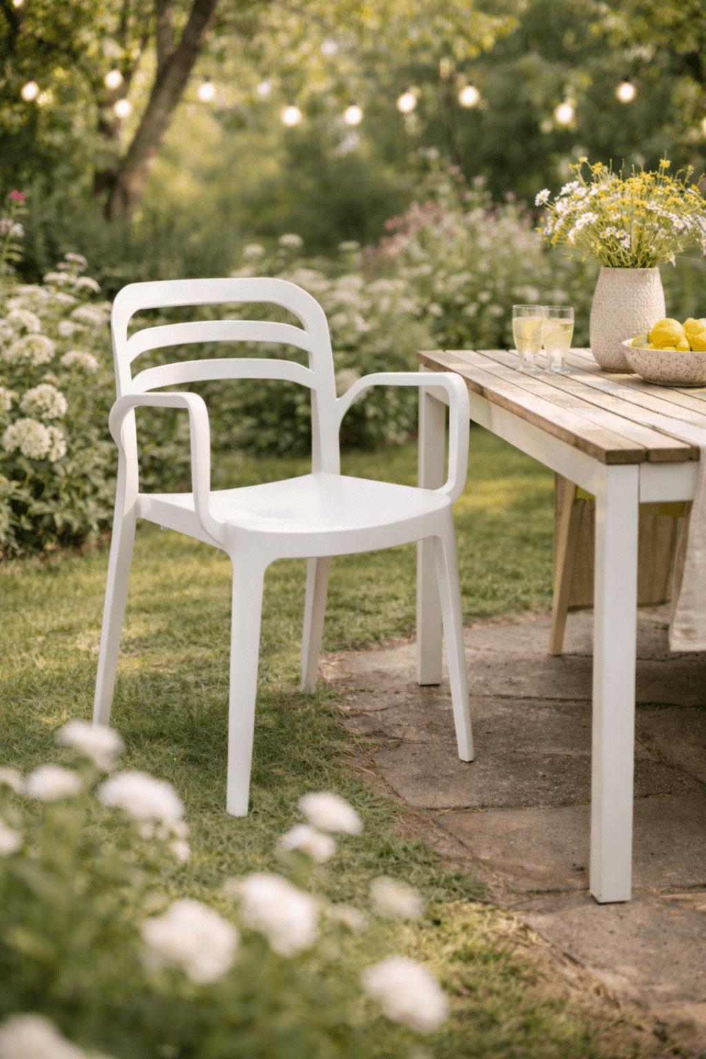 Alezy Aspendos Bahçe Balkon Renkli Koltuk Beyaz | ID6350