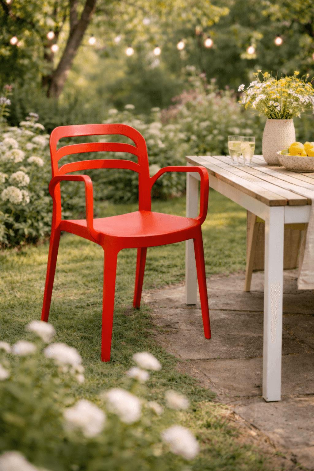 Alezy Aspendos Bahçe Balkon Renkli Koltuk Kırmızı | ID6353