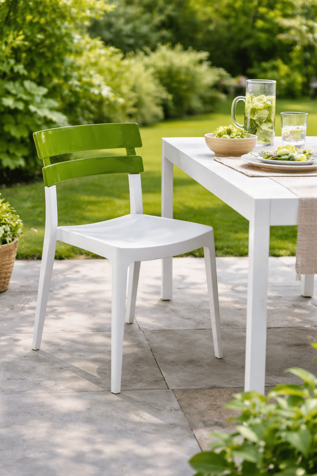 Alezy Bermo Beyaz Ayaklı Bahçe Balkon Koltuk Yeşil | ID6360