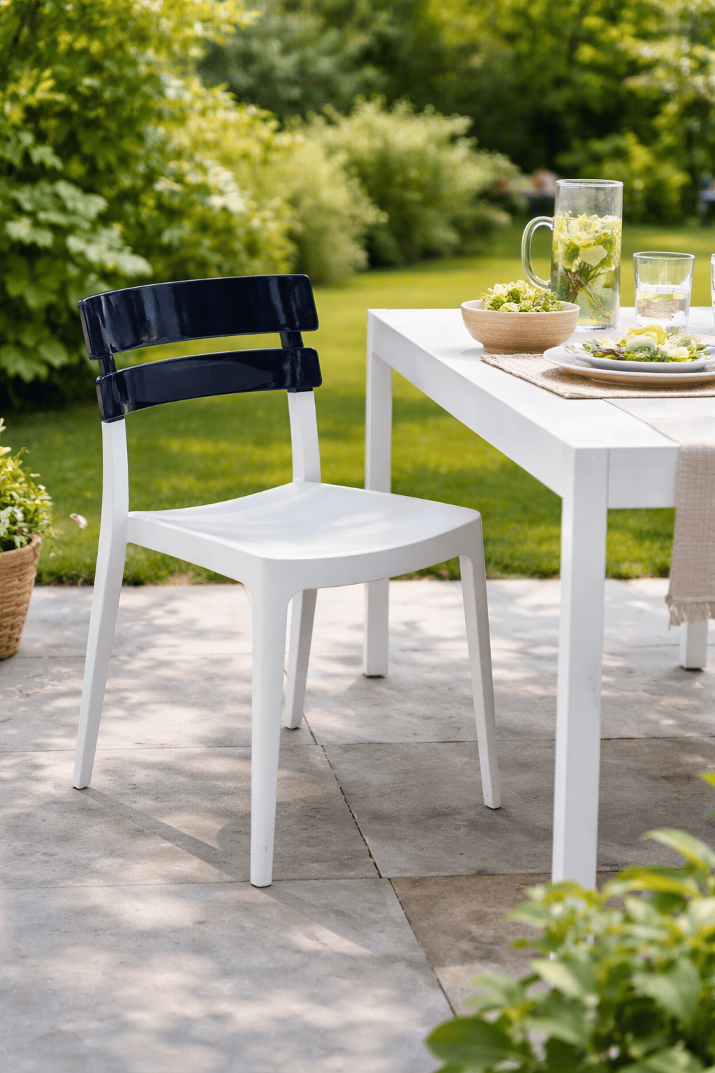 Alezy Bermo Beyaz Ayaklı Bahçe Balkon Koltuk Antrasit | ID6357