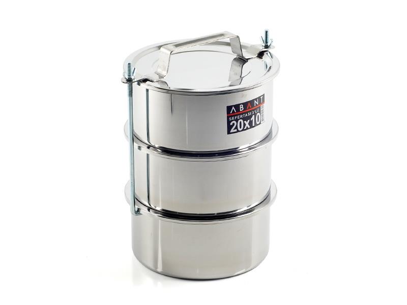 Alezy Çelik 3'lü Sefertası Yemek Taşıma Kabı - 20x10cm | ID2380