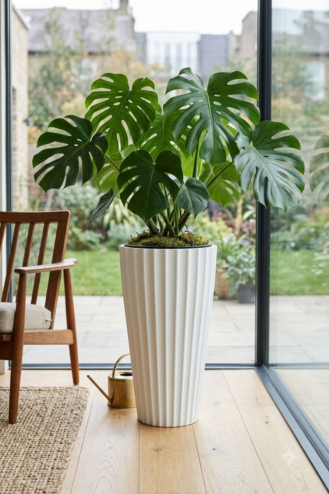 Alezy Lilyum Dekoratif Çizgili Saksı Vazo 70cm No:2 16Lt