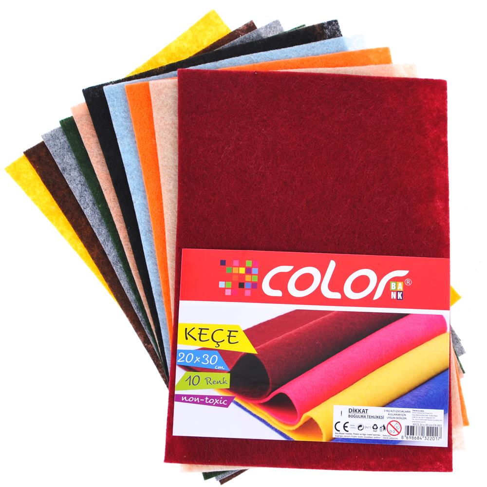 Color A4 Renkli Keçe 20x30cm 2mm 10'lu | ID5067