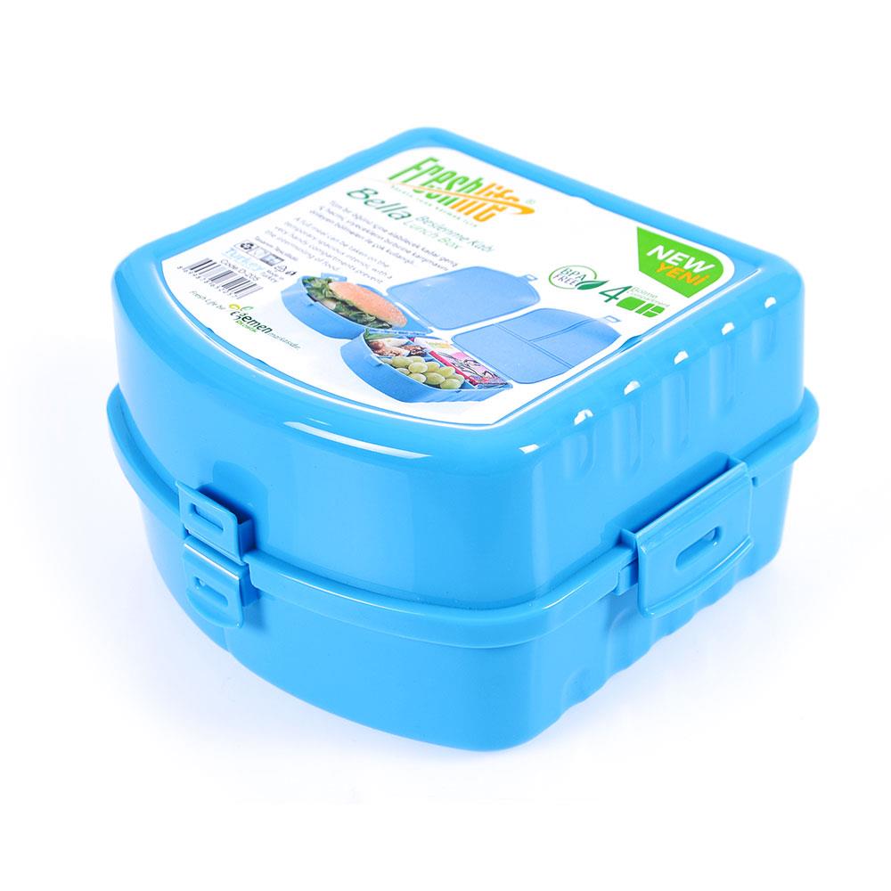 Fresh Life D-205 Bella Kilitli Beslenme Kabı 4 Bölmeli 1200 ml | ID5252