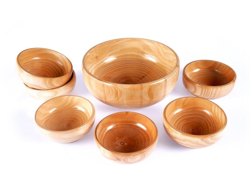 Kase - Ahşap Yuvarlak Kase Takımı 7 Parça | ID4461