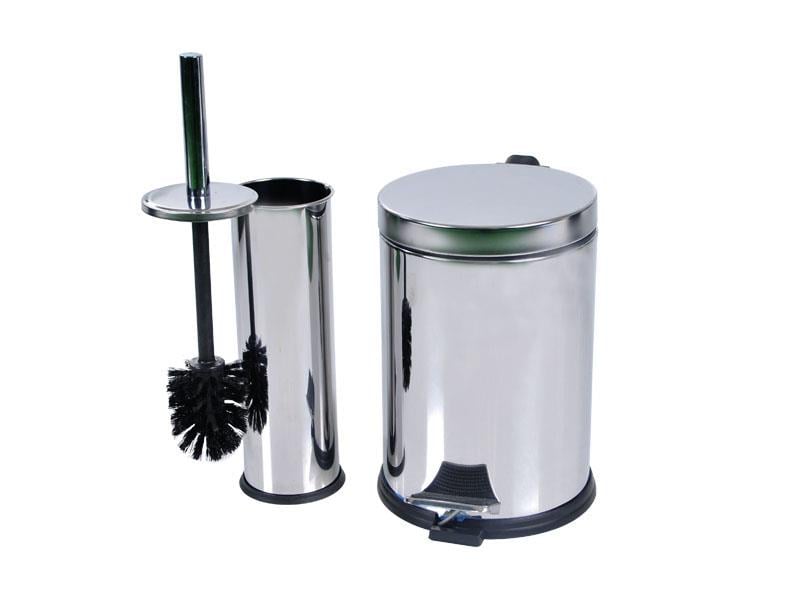 Krom Pedallı Çöp Kovası 3 Litre + Krom Tuvalet Fırçası | ID3011