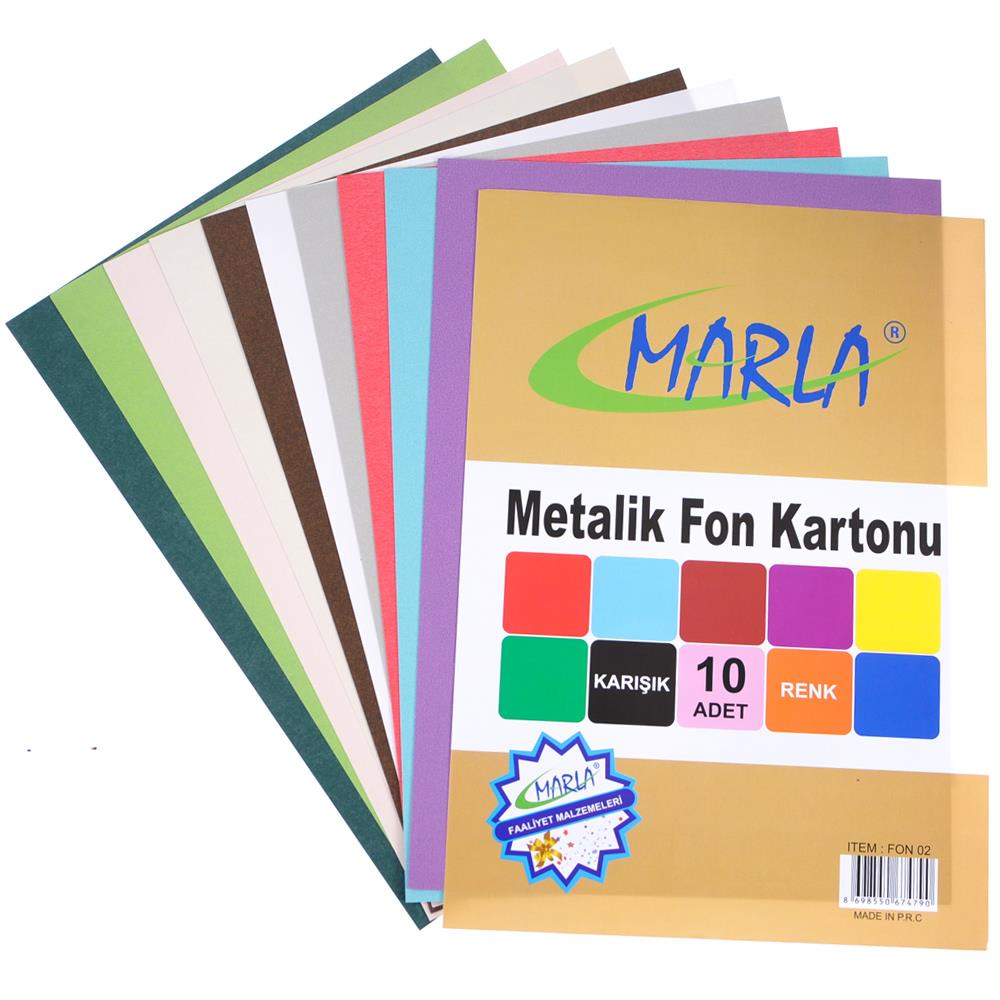 Marla A4 Renkli Metalik Fon Karton 10'lu | ID5064