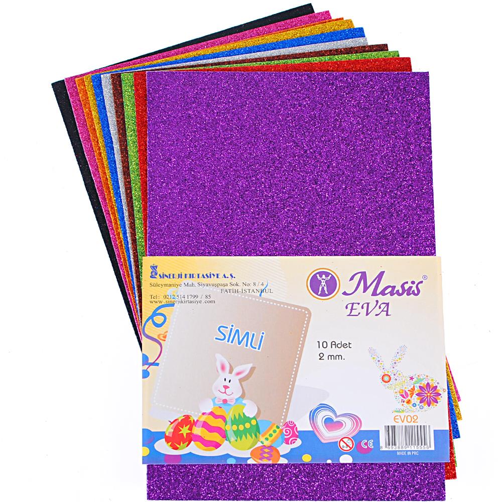 Masis A4 Simli Eva Karton 10 Renkli 20x30cm | ID5060
