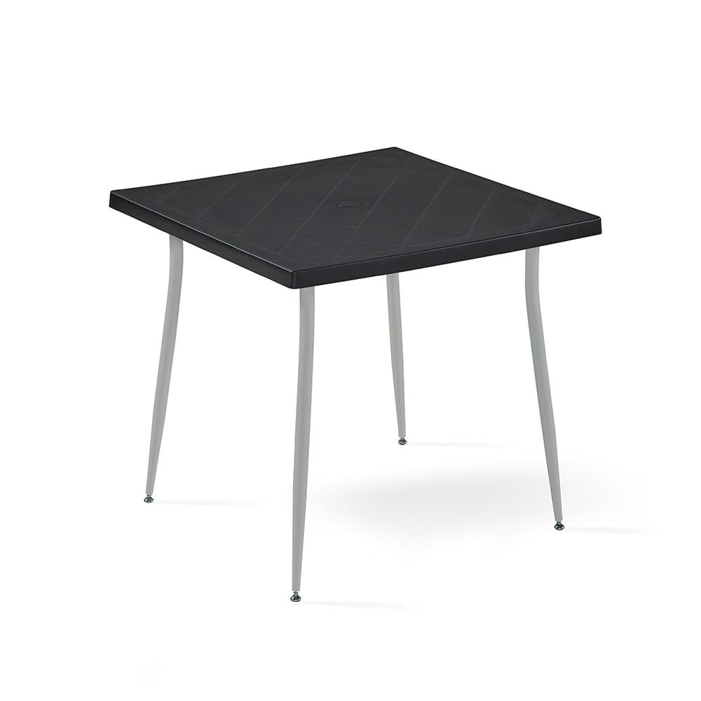 Novussi Carmen 80x80 Metal Gri Ayaklı Masa - Siyah | ID6333