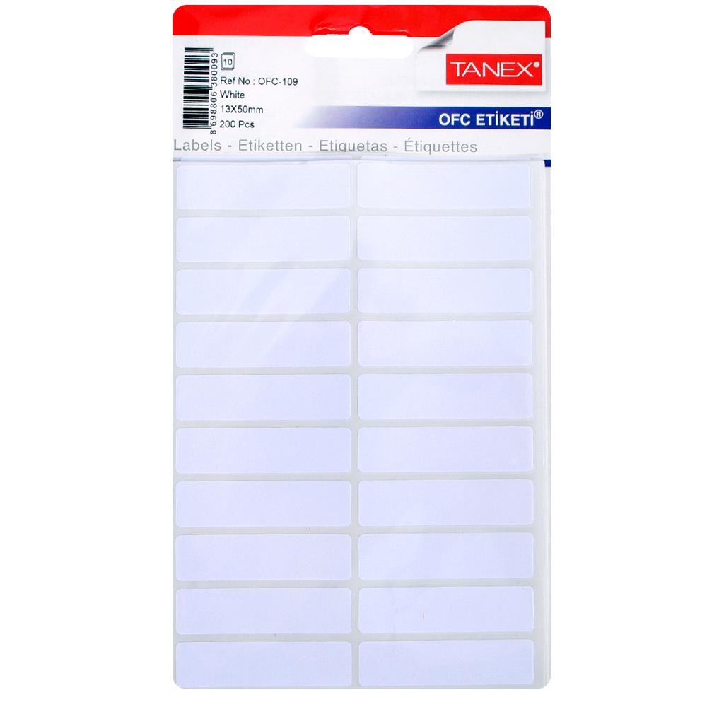 Tanex OFC-109 Beyaz Etiket 13x50mm 200 Adet | ID5055