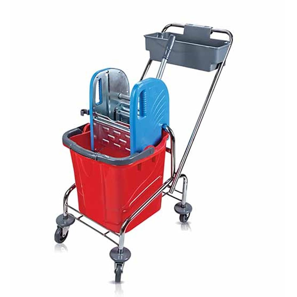 Üçtem TK721 Tek Kovalı Krom Presli Temizlik Arabası | ID1659