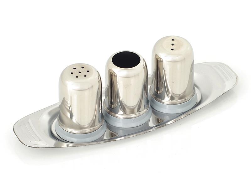 Abant Çelik Gondol Metal Baharatlık Takımı - Tuzluk, Kürdanlık, Karabiberlik | ID2417