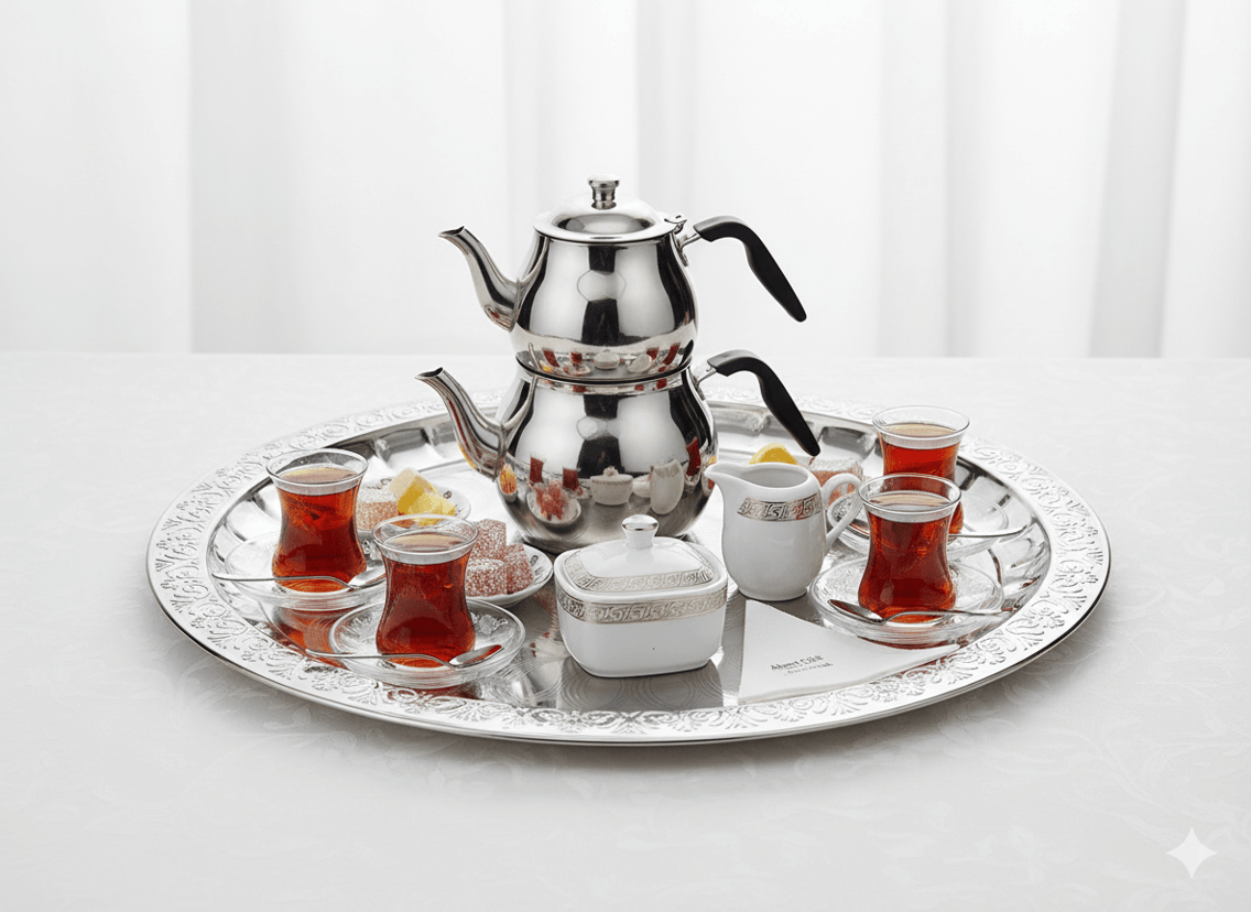 Abant Çelik Palmiye Çay Tepsisi No:1 - 36cm | ID3647