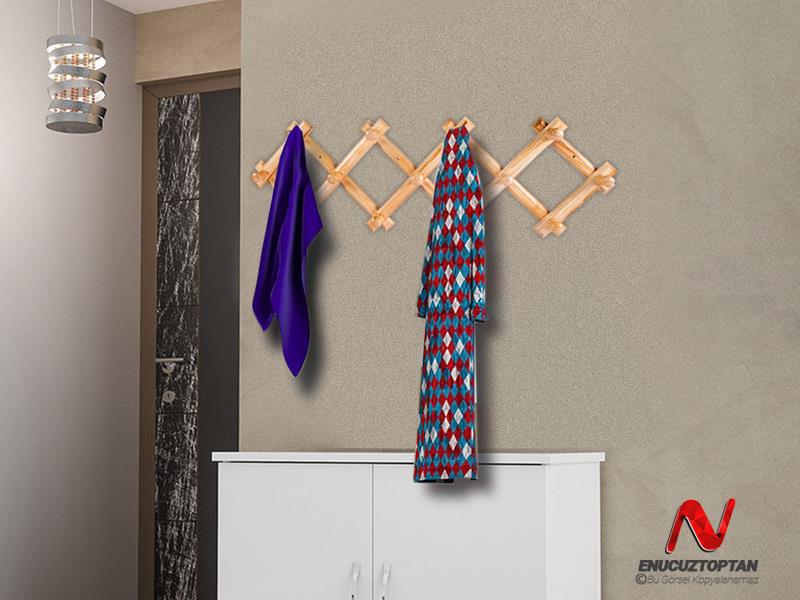 Ahşap Duvar Askısı - 13 Topuzlu Nostaljik Akordiyon Askı  |  ID4439 