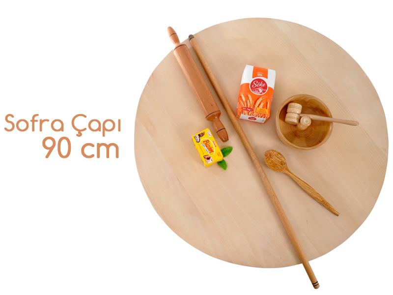 Ahşap Ihlamur Ağacından Katlanabilir Yer Sofrası 90 cm  | ID4606