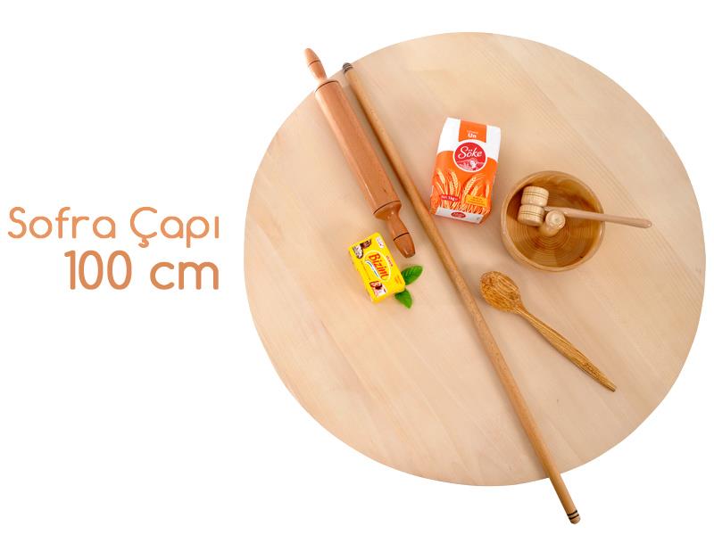Ahşap Ihlamur Ağacından Katlanabilir Yer Sofrası 100 cm  | ID4607