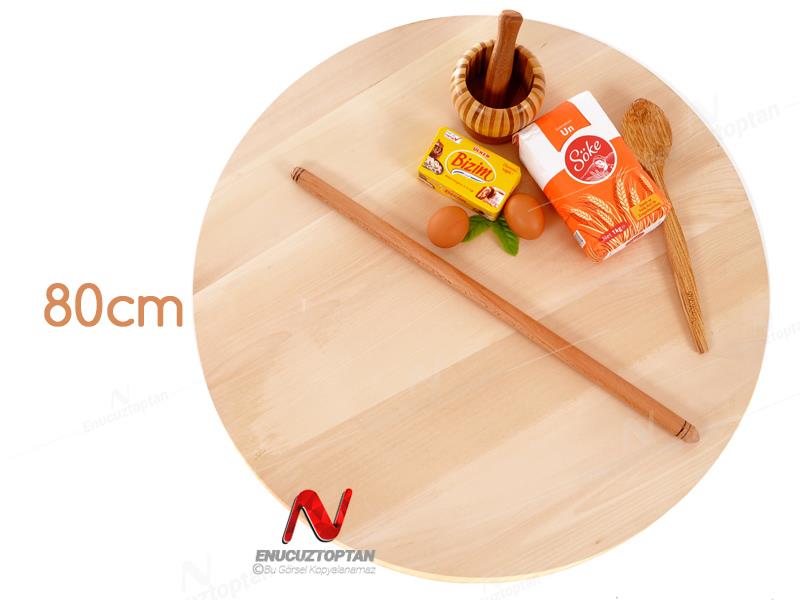 Ahşap Ihlamur Ağacından Sabit Ayak Yer Sofrası 80 cm  | ID4609